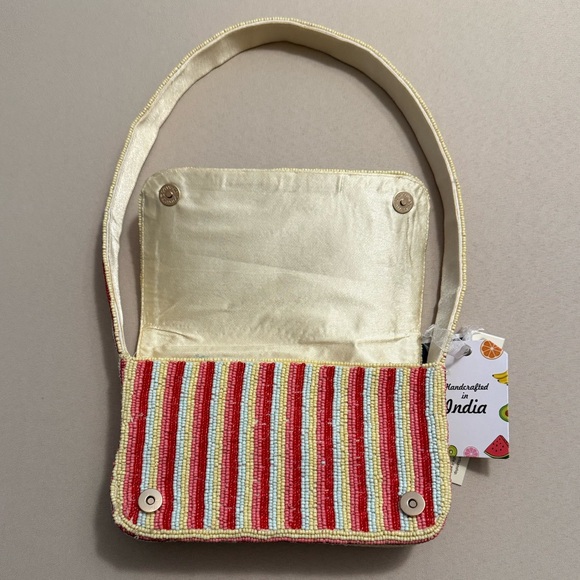 India Beaded Bag Colorful Tropical Fruits & Tropical Drink Cocktail Beverage - Picture 6 of 9